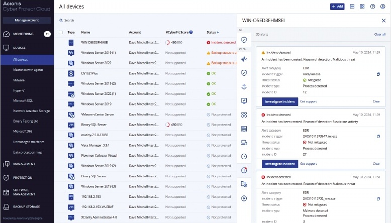 The Acronis Cyber Protect 16 Advanced's Cloud Protect portal