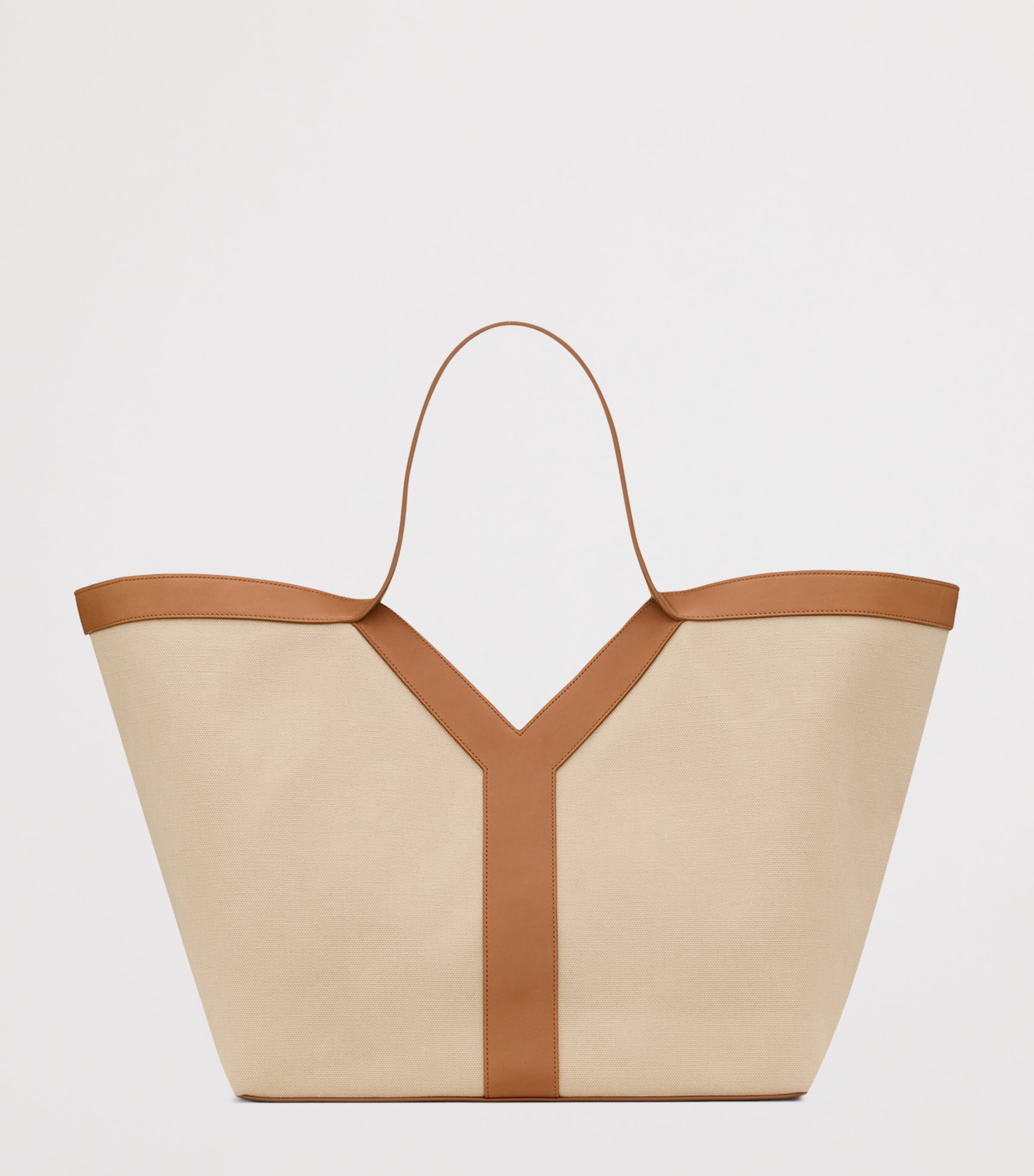 Canvas Leather-Trim Y Tote Bag