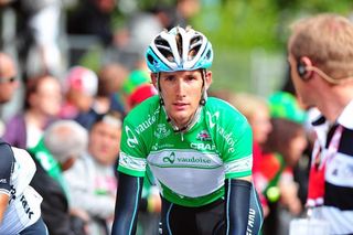 Mountain classification leader Andy Schleck (Leopard Trek) at the finish in Schaffhausen.