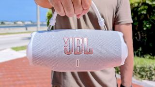 The JBL Charge 6 near the pool.