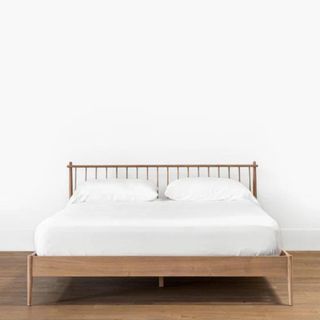 A wooden bedframe