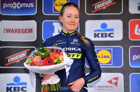 Gracie Elvin (Orica-Scott) on the podium