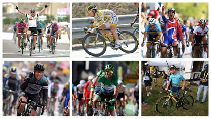 Mark Cavendish on six different bikes ridden during his career