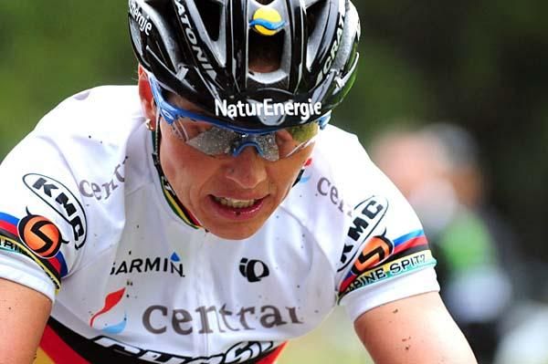 Sabine Spitz (Central Ghost) gives maximum effort.