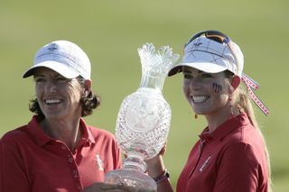 Juli Inkster and Paula Creamer hold the Solheim Cup