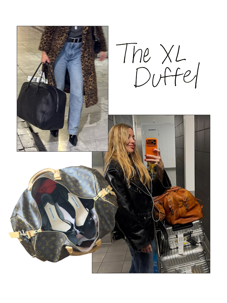 a collage of celebrity and influencer imagery featuring the biggest luggage trends of 2026