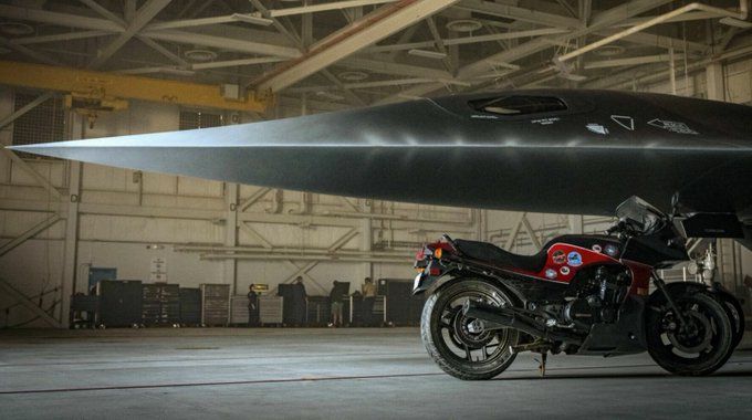 The sleek nose of the SR-72 Darkstar hypersonic plane featured in &quot;Top Gun: Maverick.&quot;