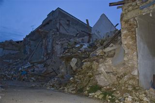 destruction from the L'Aquila earthquake in Italy