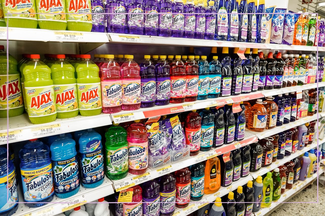 Fabuloso products on a supermarket shelf