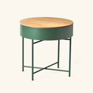 Green sidetable with wood top