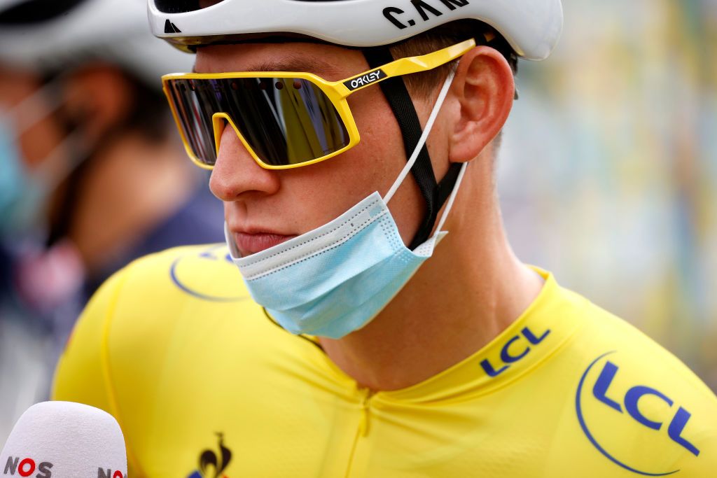 PONTIVY FRANCE JUNE 28 Mathieu Van Der Poel of The Netherlands and Team AlpecinFenix yellow leader jersey at start during the 108th Tour de France 2021 Stage 3 a 1829km stage from Lorient to Pontivy LeTour TDF2021 on June 28 2021 in Pontivy France Photo by Chris GraythenGetty Images