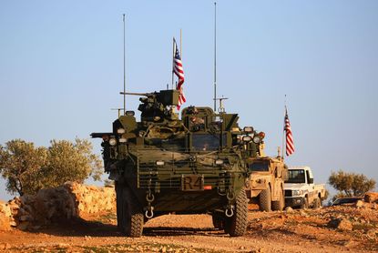 U.S. convoy of armored vehicles in Syria.
