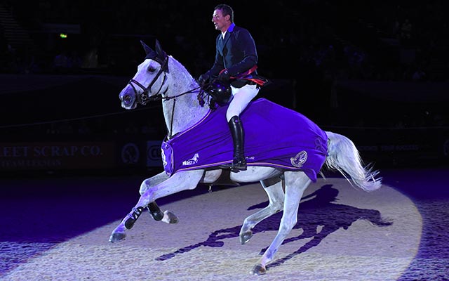 Guy Williams riding DEPARDIEU VAN T KIEZELHOF, Winner of Class 15 during HOYS in the NEC in Warwickshire in the UK on 7th October 2016