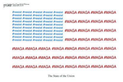 Political cartoon U.S. Trump State of the Union partisanship MAGA