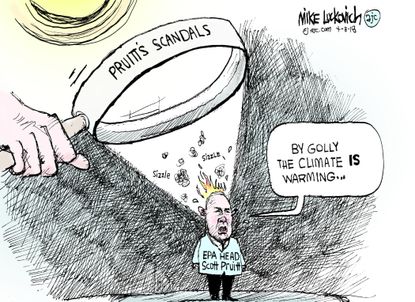 Political cartoon U.S. Scott Pruitt EPA scandals global warming