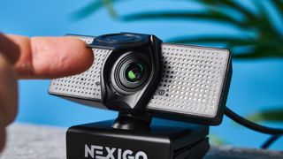 A black NexiGo N60 wired webcam