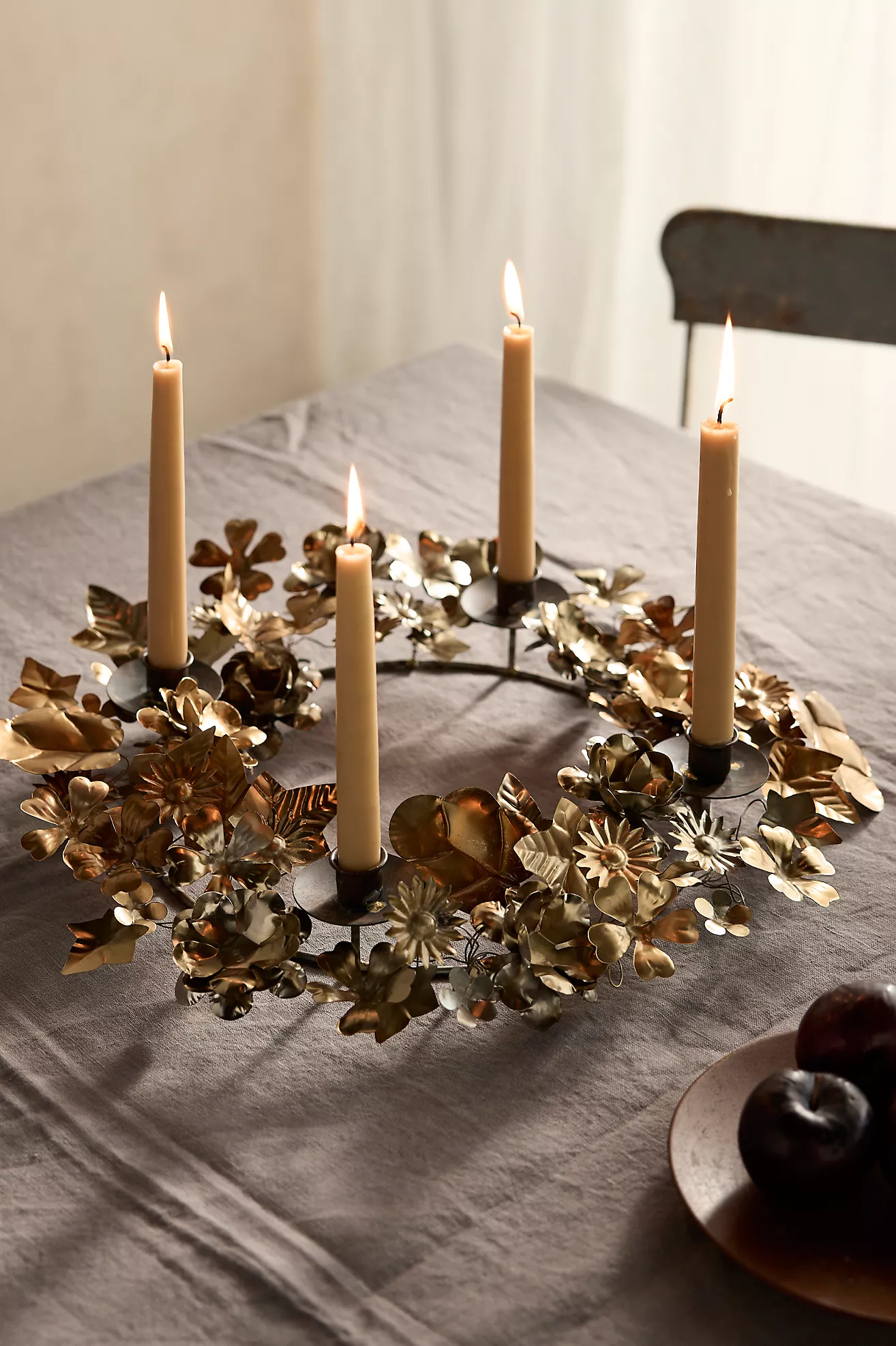 Floral Iron Wreath Candelabra