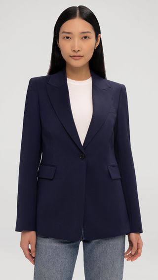 Single Button Blazer in Seasonless Wool | Navy