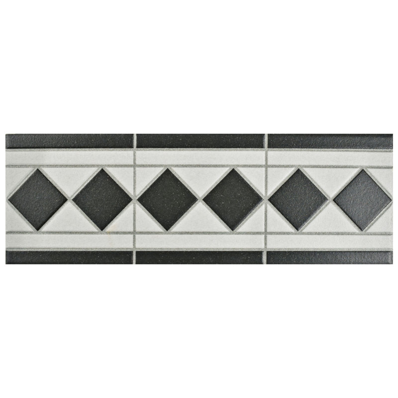 Merola Tile Vanity 13&quot; X 4.25&quot; Porcelain Listello Tile Trim in Black/white &amp;amp; Reviews | Wayfair