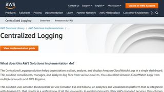 AWS' centralised logging homepage