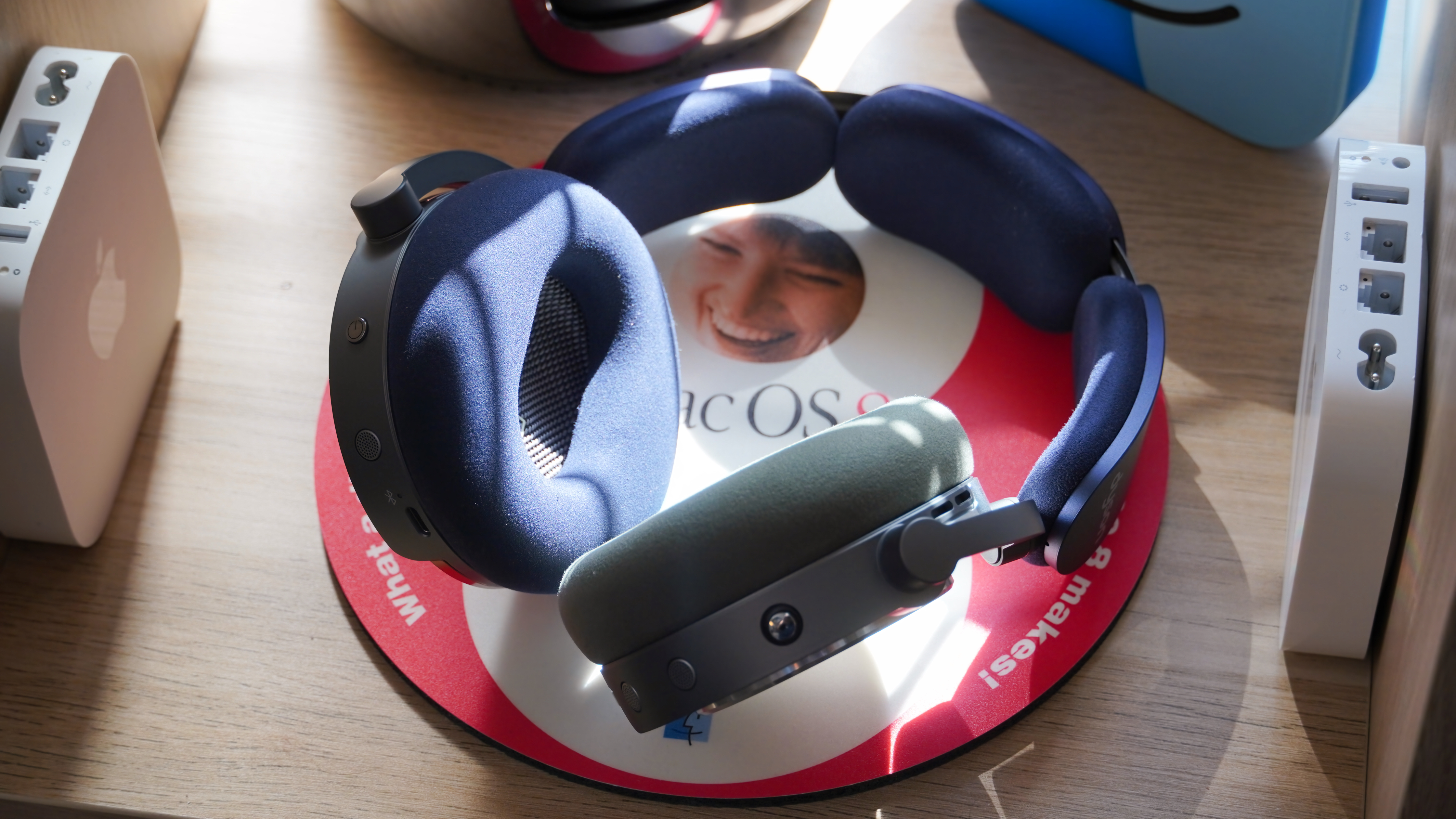 The Dyson OnTrac headphones with a mix of silver and copper caps.