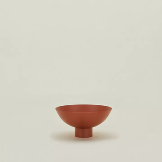 small footed serving bowl in maroon