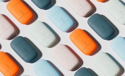 fussy pebble-like sustainable deodorant cases in five different colours 