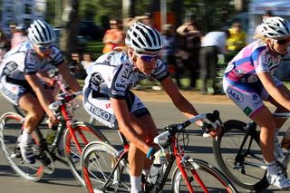 Under 23 National criterium Champion and first year professional, Carlee Taylor (Tibco) in the bunch.