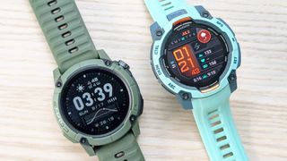 Close-up of the Coros Nomad rugged smartwatch in dark green