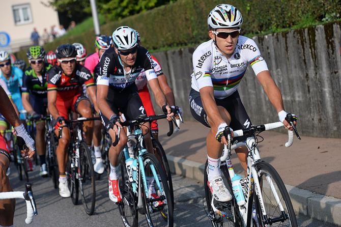 World champion Michal Kwiatkowski (Omega Pharma-QuickStep) in the pack