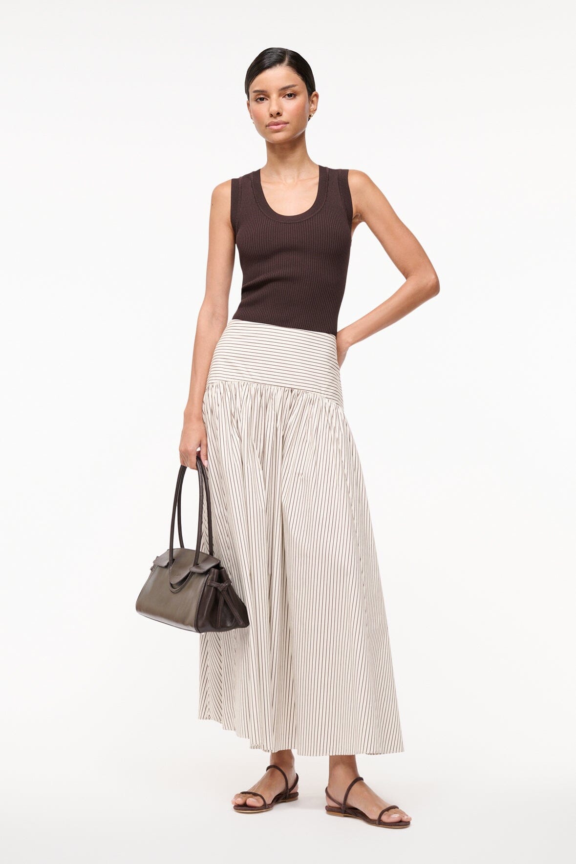 Procida Skirt | Ivory Dark Oak Micro Stripe