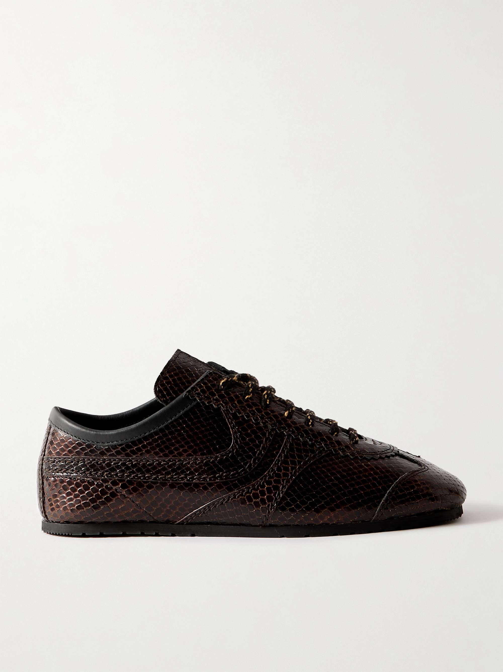 Snake-Effect Leather Sneakers