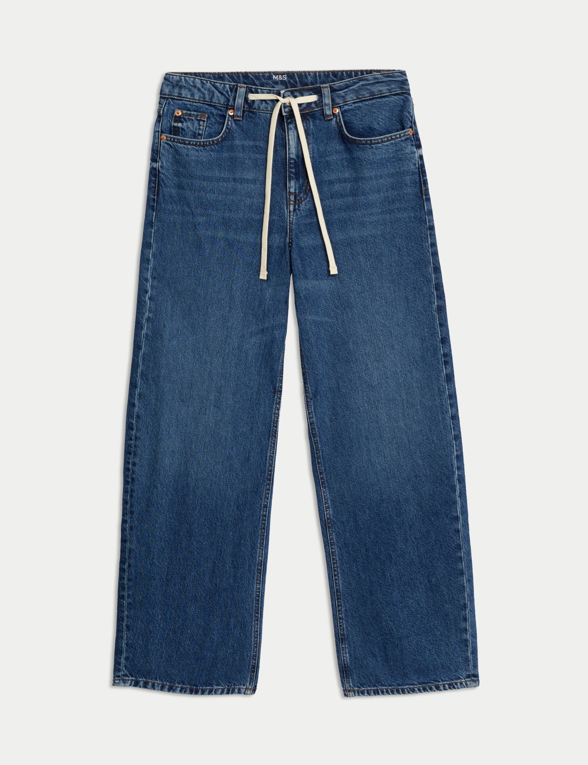 Mid Rise Wide Leg Jeans With Lyocell