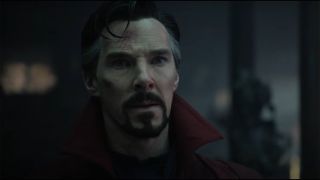 A screenshot of Doctor Stephen Strange looking surprised in the Multiverse of Madness movie