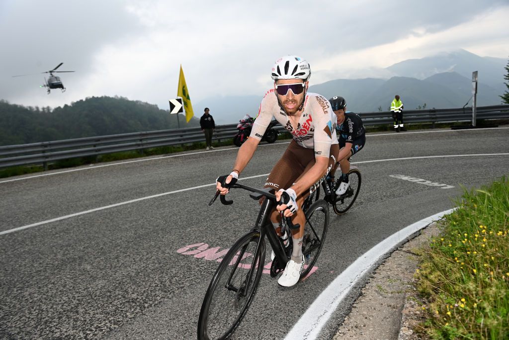 LAGO LACENOBAGNOLI IRPINO ITALY MAY 09 Aurlien ParetPeintre of France and AG2R Citron Team competes in the breakaway during the 106th Giro dItalia 2023 Stage 4 a 175km stage from Venosa to Lago Laceno 1059m Bagnoli Irpino UCIWT on May 09 2023 in Bagnoli Irpino Italy Photo by Tim de WaeleGetty Images