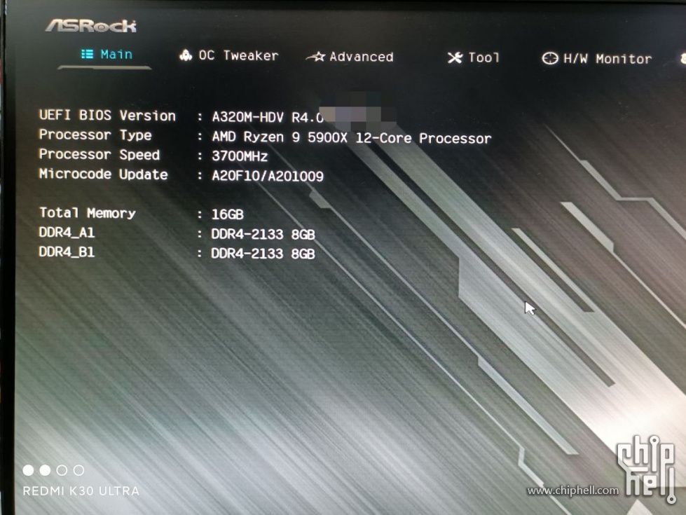 Ryzen 9 5900X running on a A320M-HDV R4.0