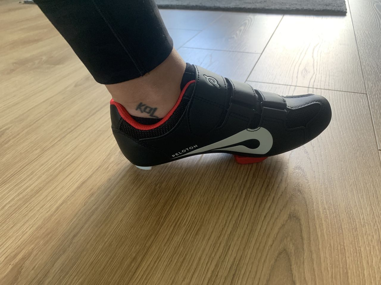 Side image of Peloton cycling shoes