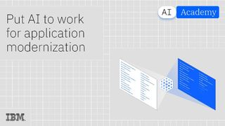 Light background with dark text that says Put AI to work in application modernization