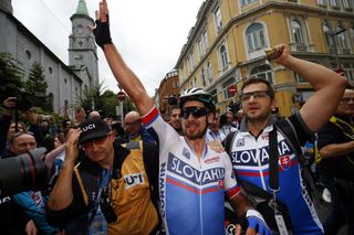 Peter Sagan (Slovakia) celebrates his third world title