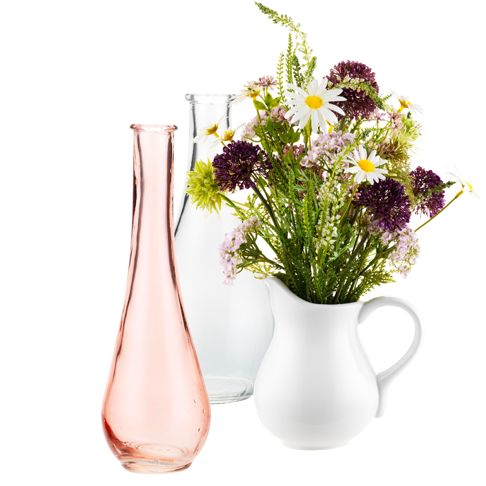 white vase with flowers