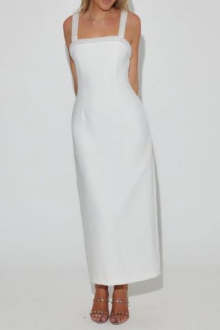 The Ultimate Muse Pearl Trim Midi Dress