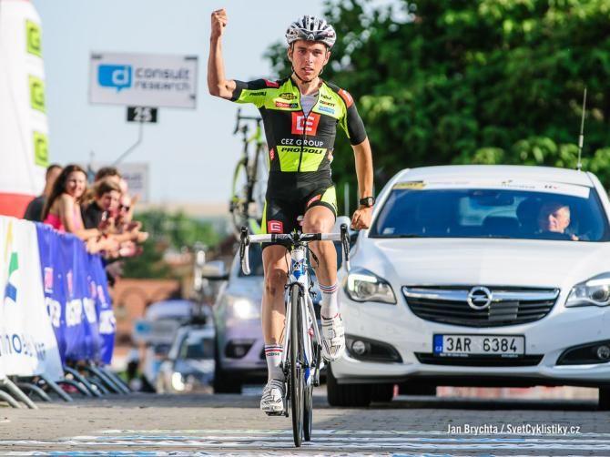 Adam Toupalik soloed to the Czech junior road race win