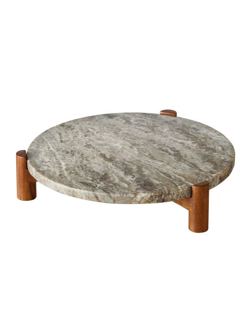 Better Homes & Gardens Natural Marble Trivet With Acacia Wood Stand