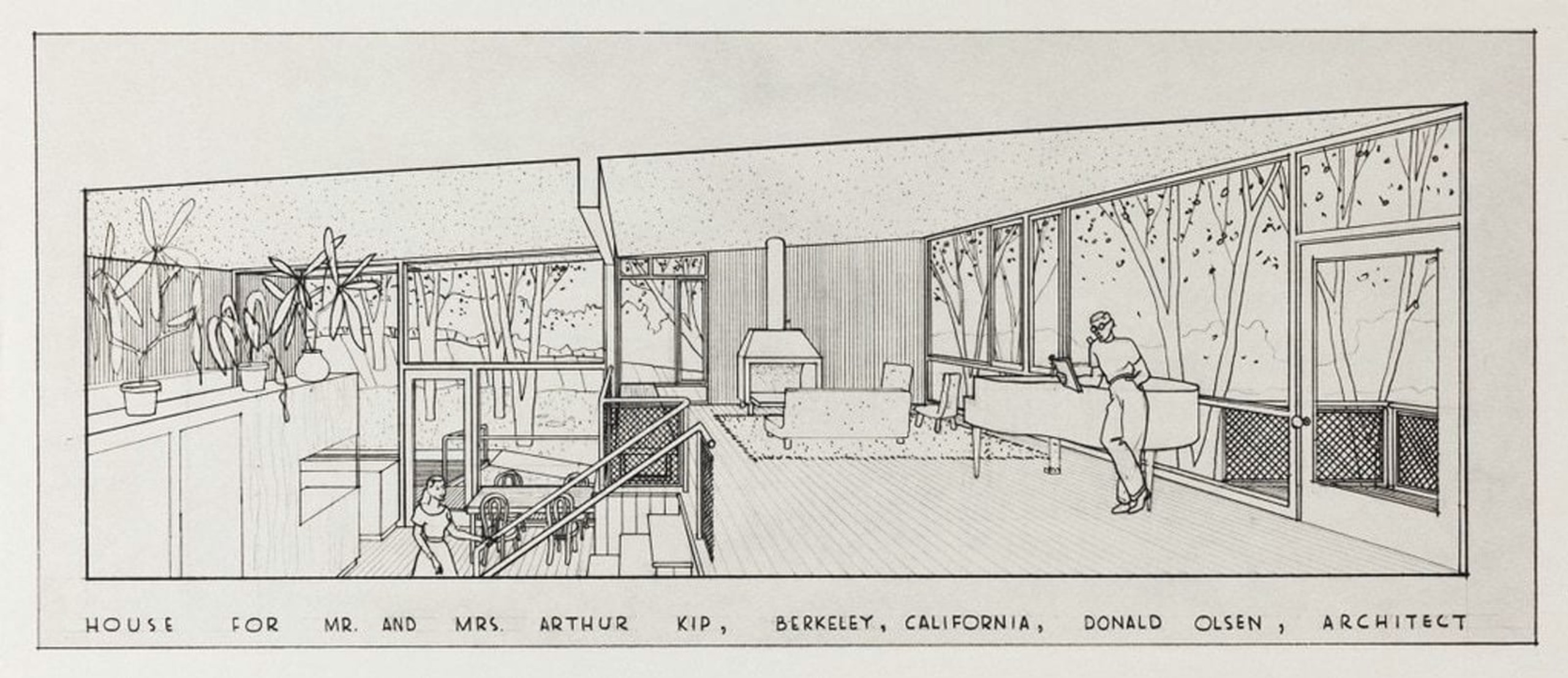 Donald Olsen's cross-section shows the split-level plan
