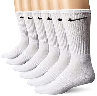 Nike Unisex Performance Cushion Crew Socks With Band (6 Pairs), White/black, Medium