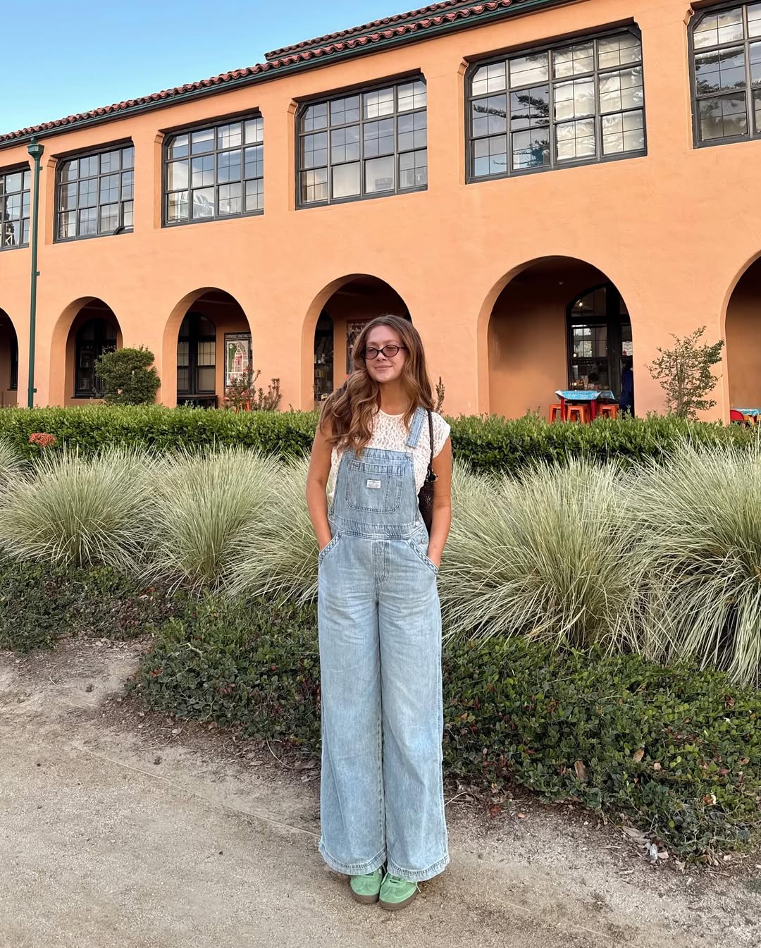 Allison in light-wash dungarees