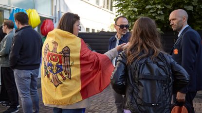 Moldovans wait to vote in the Netherlands