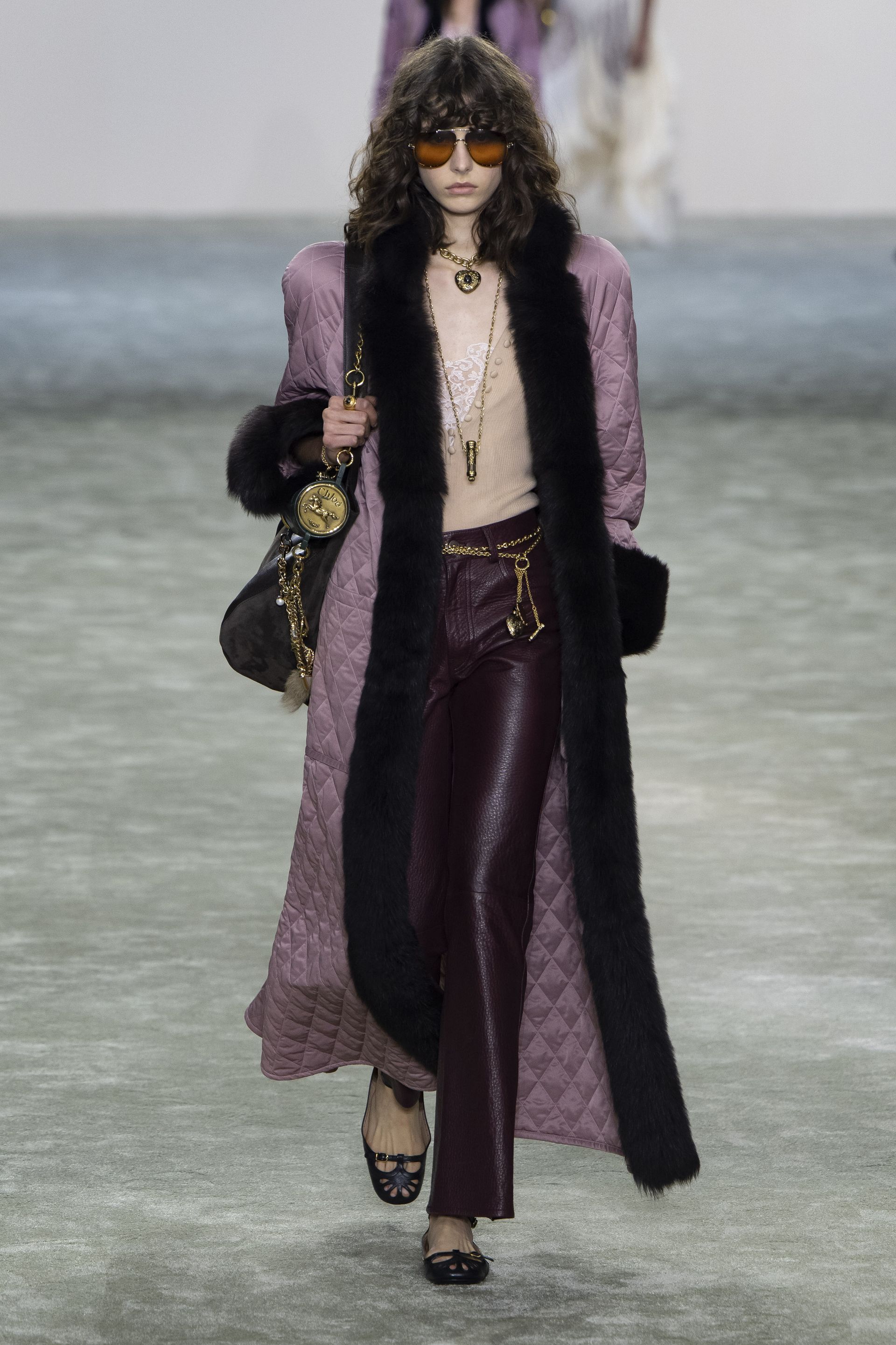 Autum/Winter 25 trouser trends - leather trousers, Chloé runway