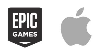 This image shows a logo of Epic Games and Apple