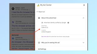 Fake ad for the Arc browser spotted on Google Search